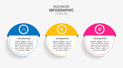 Vector infographic design circle template colorful gradient 3 options and icons