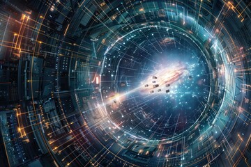 Futuristic space travel technology illustration