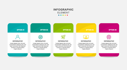 Creative concept for infographic with icons and 5 steps, options, parts or processes. Business data visualization