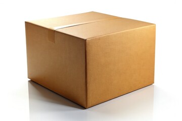 Brown Cardboard Box on White Background - Candid Photorealistic AI Art