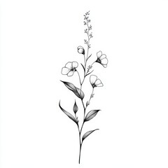 The flower illustration created with black lines is simple but charming.