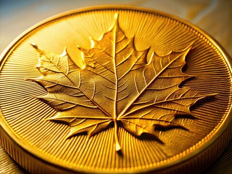 Canadian Maple Leaf Gold Coin - Fine Detail Candid Shot