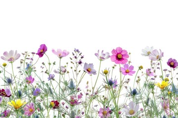 Colorful wildflowers on white background