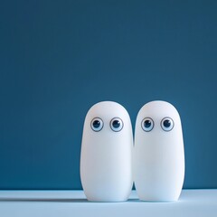 Obraz premium Cute Ghost Pair Whimsical Characters Friendly Spooky Figures Adorable Cartoon Design