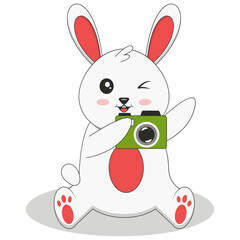 Obraz premium Cute Bunny Cartoon Character on White Background. Vector Illustration