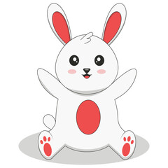 Cute Bunny Cartoon Character on White Background. Vector Illustration