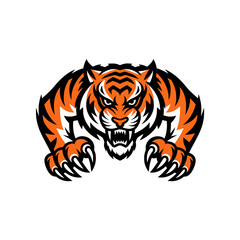 tiger pose attacking with claws logo design