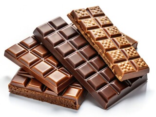 Chocolate Bar Set Macro Collection - Isolated White Background