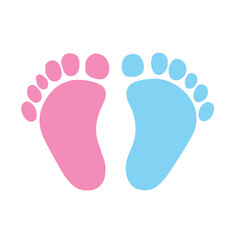 Vector graphic logo of pink and blue baby footprint