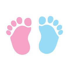 Vector graphic logo of pink and blue baby footprint