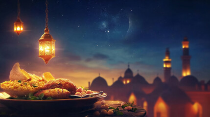 islamic ramadan food background  eid al fitri fasting iftar