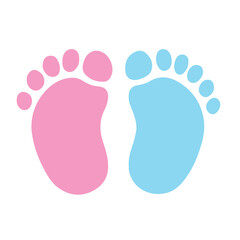 Vector graphic logo of pink and blue baby footprint