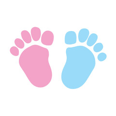 Vector graphic logo of pink and blue baby footprint
