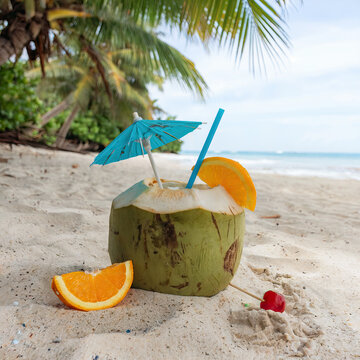 tropical cocktail on the beach