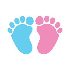 Vector graphic logo of pink and blue baby footprint
