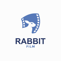 Rabbit and film simple and modern logo