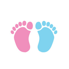 Vector graphic logo of pink and blue baby footprint