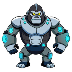A robotic gorilla with powerful mechanical arms and glowing sensors.