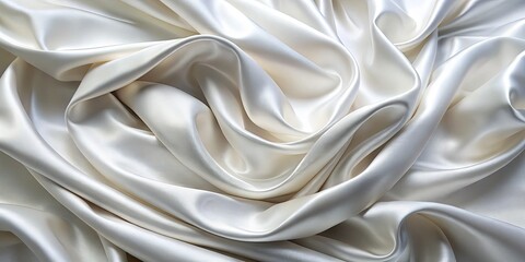 Fototapeta premium Close-up of luxurious white satin, its smooth, shimmering texture a captivating backdrop.