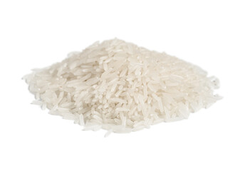 Heap of raw rice isolated on white background