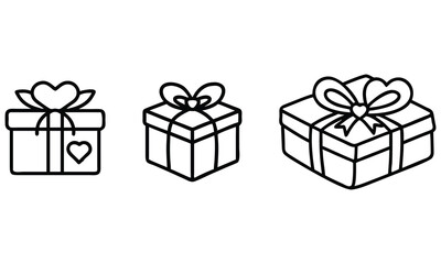 Heart Gift Box  Vector Set