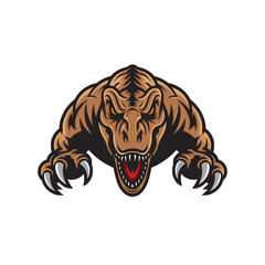 tyrannosaurus attacking with claws logo illustration design
