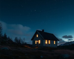 Starlit night at off-grid cabin peaceful retreat nature