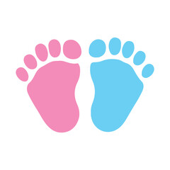 Vector graphic logo of pink and blue baby footprint
