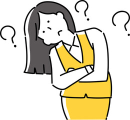 腕を組んで考える女性