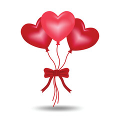 3D object Elastic tree red balloon in love heart with ribbon shape flat art vector design illustration with simple shape perfect for birthday or anniversary and Valentine asset