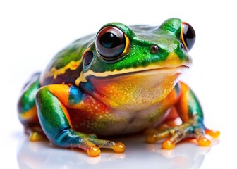 Fototapeta premium Colorful Poisonous Frog, Selective Focus, Night Photography, Isolated