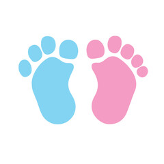 Vector graphic logo of pink and blue baby footprint