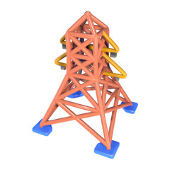 High Voltage Power Line Tower 3D Illustration Icon