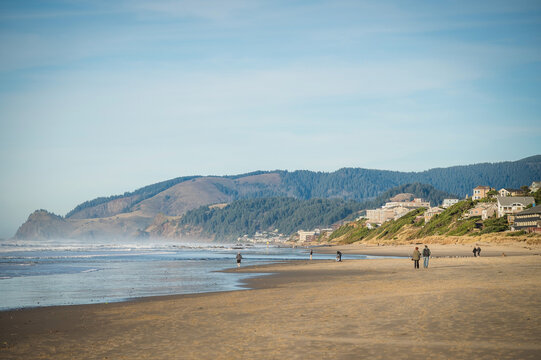 The D River State Recreation Site beach at Lincoln City Oregon, along the 101 Pacific Coast Highway.