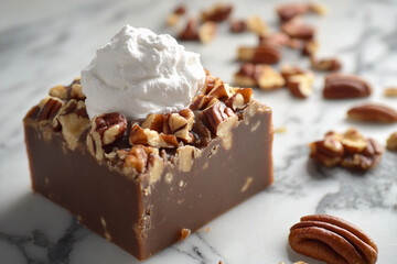 A close-up view of a maple pecan fudge. (Generative AI)