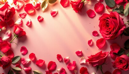Romantic Rose Petals Frame: Valentine's Day, Wedding, Anniversary Background