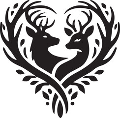 silhouette of a deer with a heart