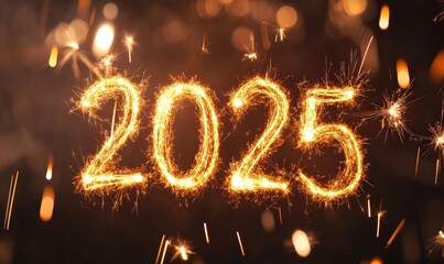 Celebration of New Year 2025 Global Festivities Digital Art Nighttime Fireworks Theme