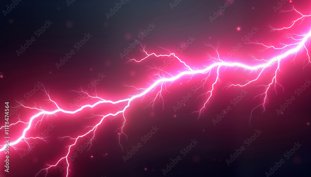 Poster abstract pink electric sparks lightning background with copy space. dynamic energy effect. modern de