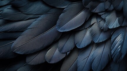 A close-up of dark feather texture, showcasing the intricate details and soft tones, perfect for creating a sophisticated and subtle design background