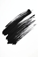 A black brush stroke on a white background. The brush stroke is long and thin, with a few small dots in the middle. The brush stroke appears to be a part of a larger piece of art