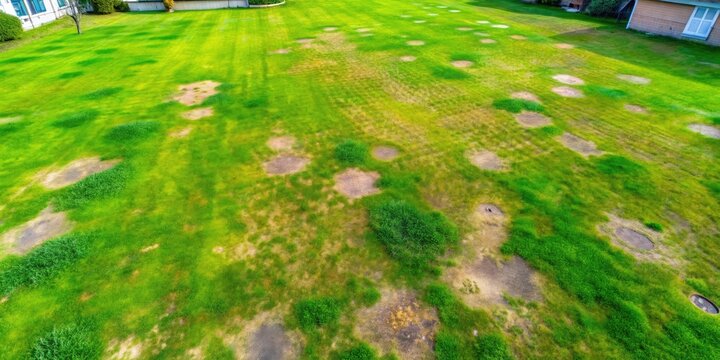 Damaged Lawn, Long Exposure, Patchy Grass, Maintenance Needed