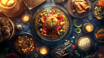 islamic ramadan food background  eid al fitri fasting iftar