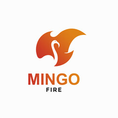 flamingo fire simple logo in negative space