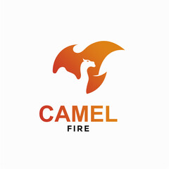 camel fire simple logo in negative space