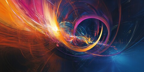 Obraz premium Abstract Digital Design with Vibrant Colors and Flowing Motion Representing Data Connectivity in a Network Space