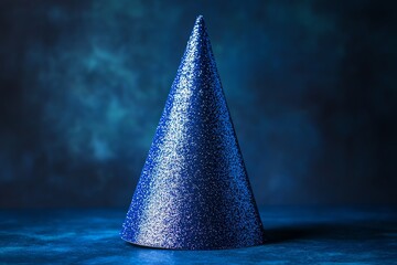 Fototapeta premium A blue party hat on a blue background.