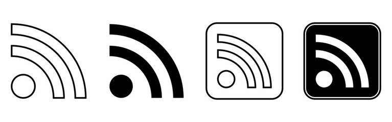 web feed or news feed icon set