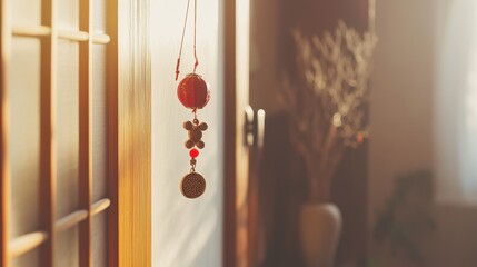 Warm Light on Traditional Wall Decor in Cozy Space
