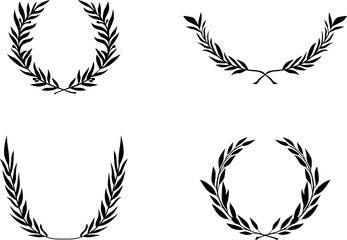 Laurel wreaths set vector isolated